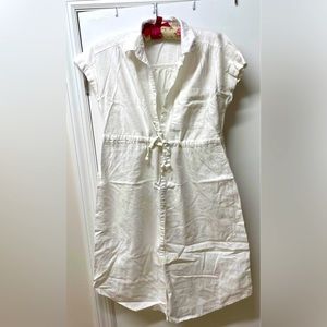 Maternity Linen-Blend Tie-Belt Shirt Dress
